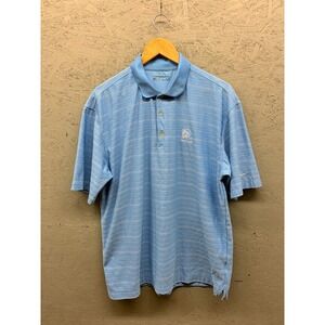 Nike Golf Indian Pond Polo Shirt Men's Large‎ Blue Striped Dri-FIT Short Sleeve